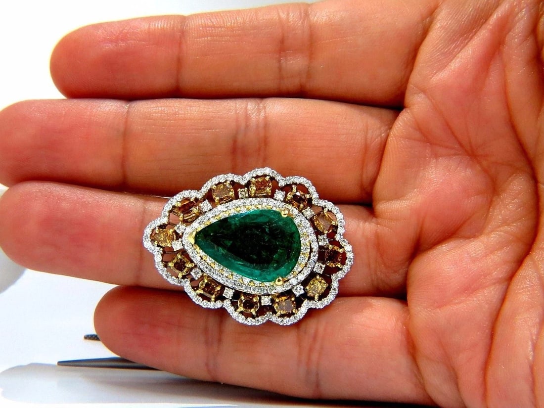 GIA 12.77CT NATURAL EMERALD DIAMONDS RING 18KT VIVID GREEN 10345 *v - 8