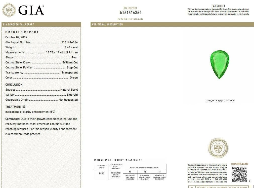 GIA 12.77CT NATURAL EMERALD DIAMONDS RING 18KT VIVID GREEN 10345 *v - 9