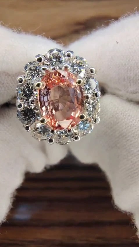 GIA Certified 2.05ct Natural Padparadscha Pink Sapphire Diamond Ring 12028 *v - 2