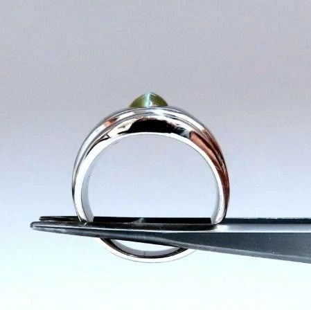 1.55ct.Natural Green Chrysoberyl Cats Eye Diamonds Ring 14 Karat 41974 *v - 6