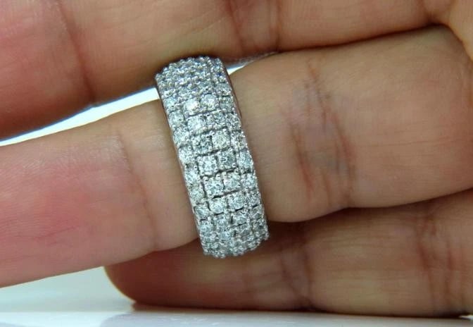 4.00ct Natural Full Cut Diamonds Eternity Wide Band Ring 14kt gold 6.25 49877 *v - 6