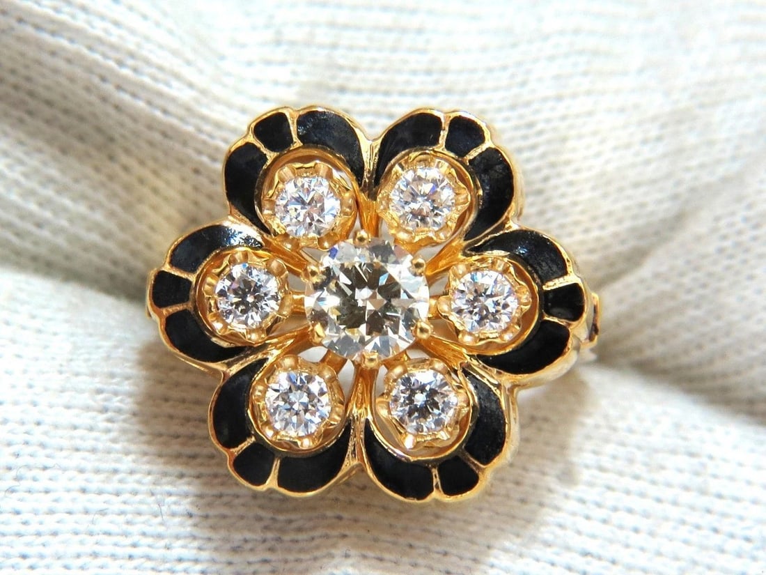1.05ct Vintage Cluster natural diamonds ring 14kt Old Miner 10706 *v - 6