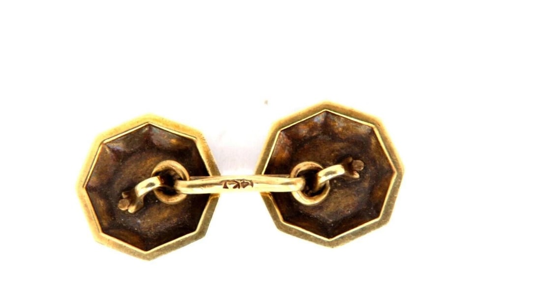 14kt European crest cufflinks vintage 11861** - 4