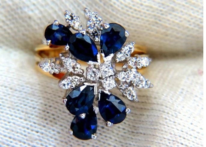 3.50 Carat Natural Sapphire Diamonds Cocktail Ring 14 Karat 48874** - 2