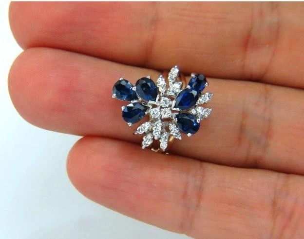 3.50 Carat Natural Sapphire Diamonds Cocktail Ring 14 Karat 48874** - 4