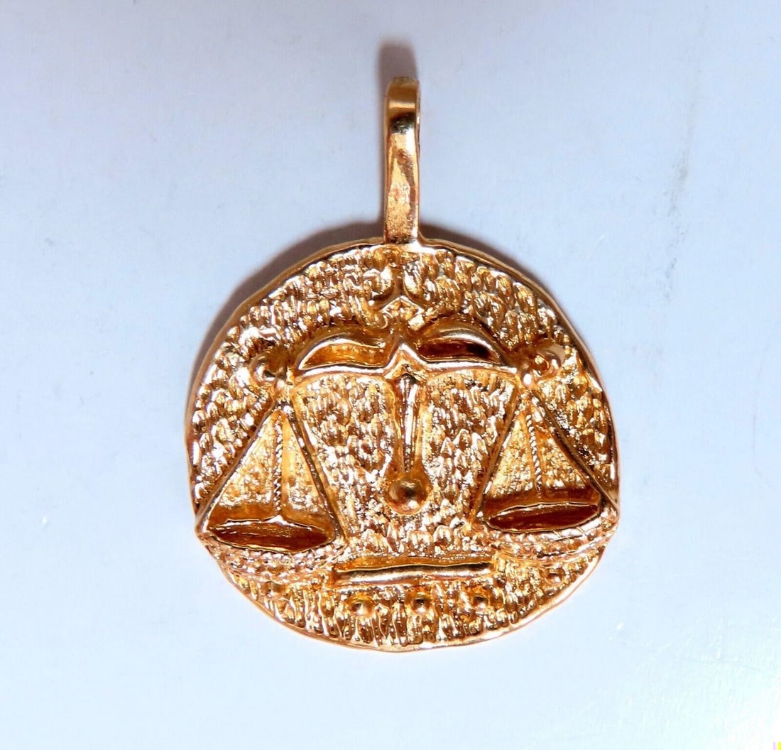 Libra zodiac horoscope solid gold charm handmade 14 karat** (1 of 3)