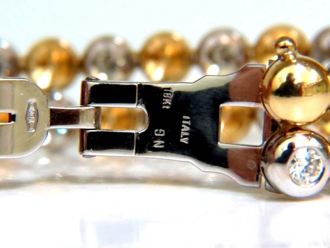 5.00CT 18KT DIAMONDS ROUNDS TWO TONED DOMED LINK BRACELET G/VS RARE** - 8