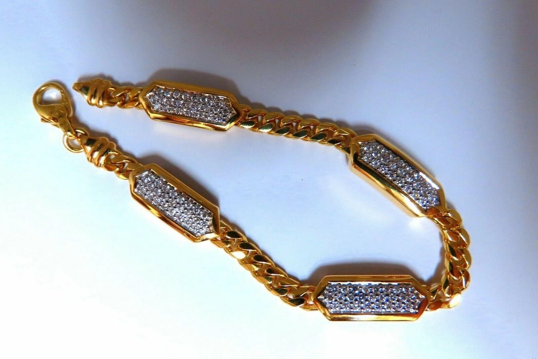 1.63ct Natural Round Diamonds Rectangular Vector Curb Link Bracelet 18kt** - 5