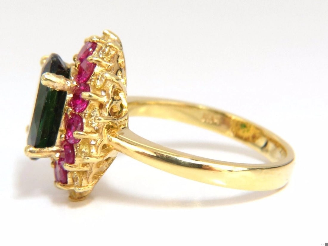 5.30ct Natural Deep Green Diopside Fancy Yellow diamonds Ruby Ring Halo 10612** - 3