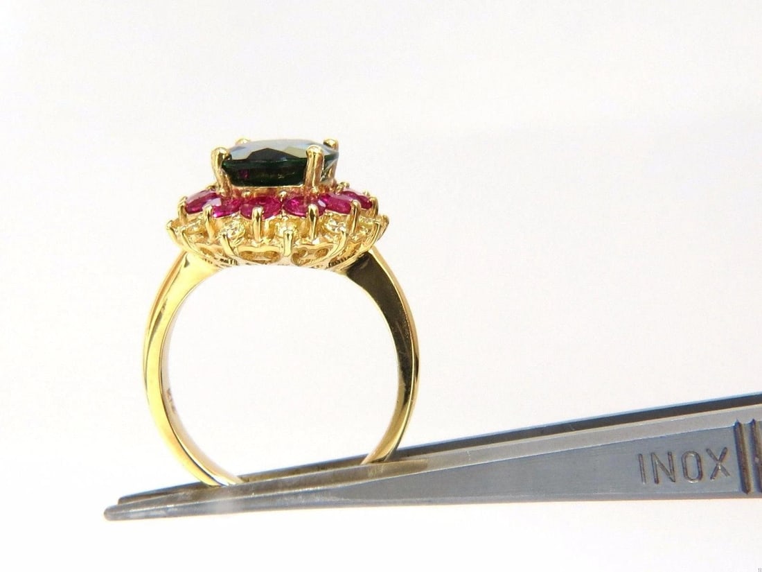 5.30ct Natural Deep Green Diopside Fancy Yellow diamonds Ruby Ring Halo 10612** - 5