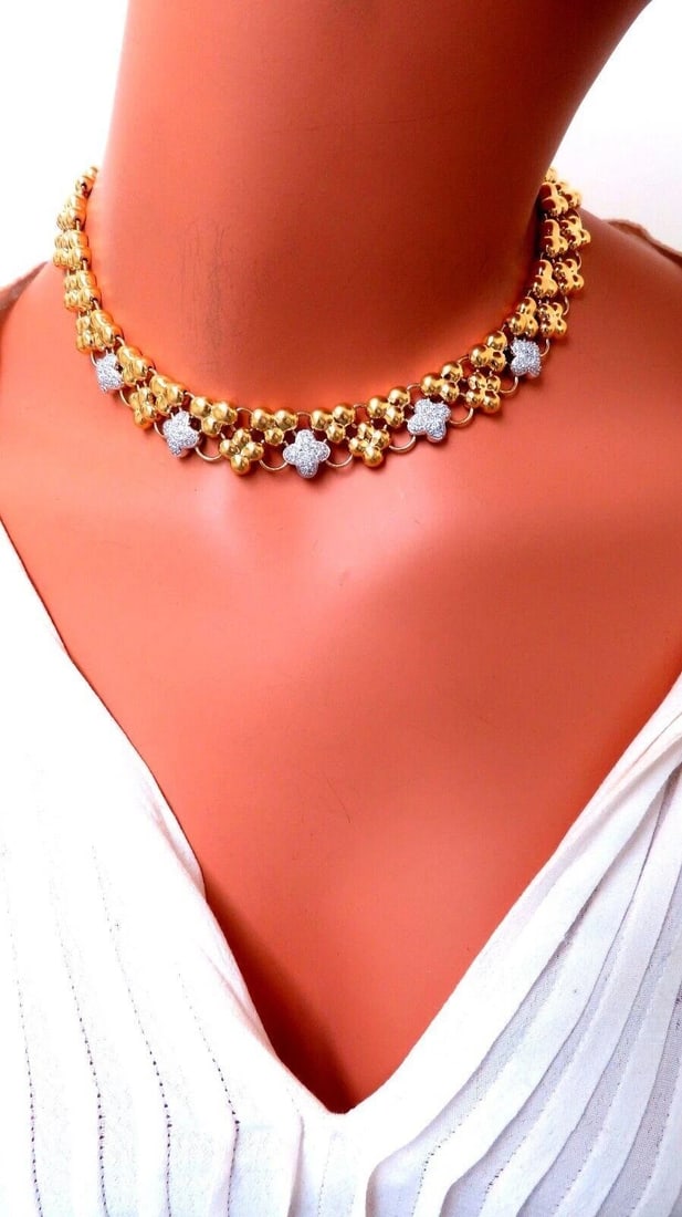 2ct Natural Diamonds Clover Link Necklace 18Kt Gold** - 5