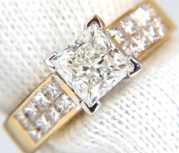 GIA 1.03ct Princess Cut Diamonds Ring and Channel Side Diamond Brilliant 42455** - 3