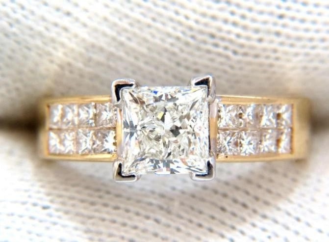 GIA 1.03ct Princess Cut Diamonds Ring and Channel Side Diamond Brilliant 42455** - 4