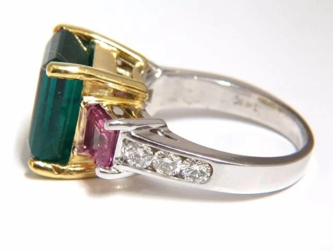 GIA Certified 8.73 Carat Lab Emerald Pink Sapphire Diamonds Ring 14kt 41100* - 3