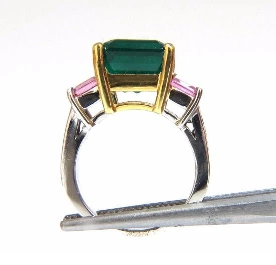GIA Certified 8.73 Carat Lab Emerald Pink Sapphire Diamonds Ring 14kt 41100* - 4