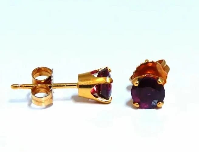 1.12 Carat Natural Round Ruby Stud Earrings 14 Karat 41447** - 3