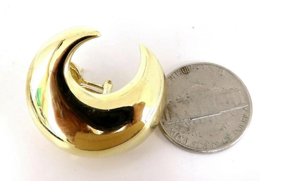 Islam Arab Domed Crescent Left Right Lobe Earrings 18kt HIgh Shine 12355** - 2