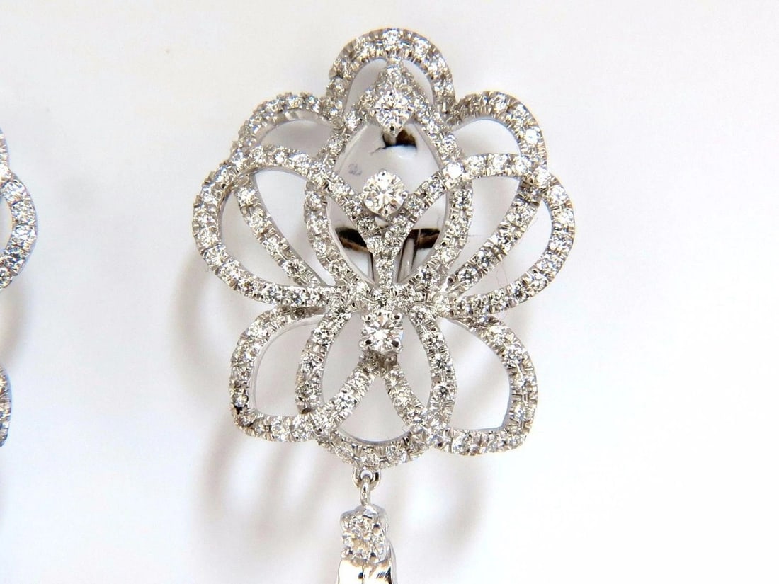 5.40ct natural diamonds cluster dangle drop earrings 18kt gilt deco** - 2