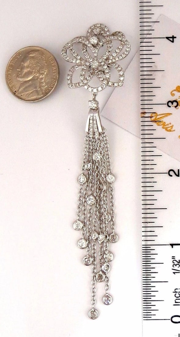 5.40ct natural diamonds cluster dangle drop earrings 18kt gilt deco** - 5