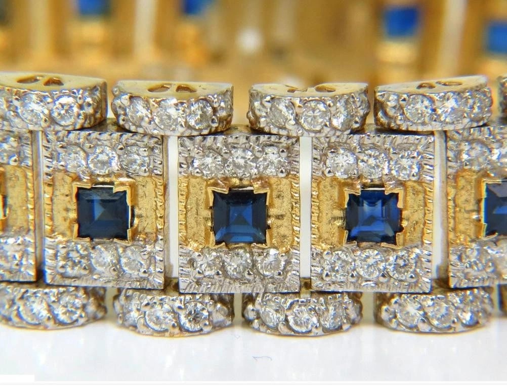 10.00 Carat Natural Sapphire Diamond Bracelet Edwardian Deco 14kt 44117** - 2