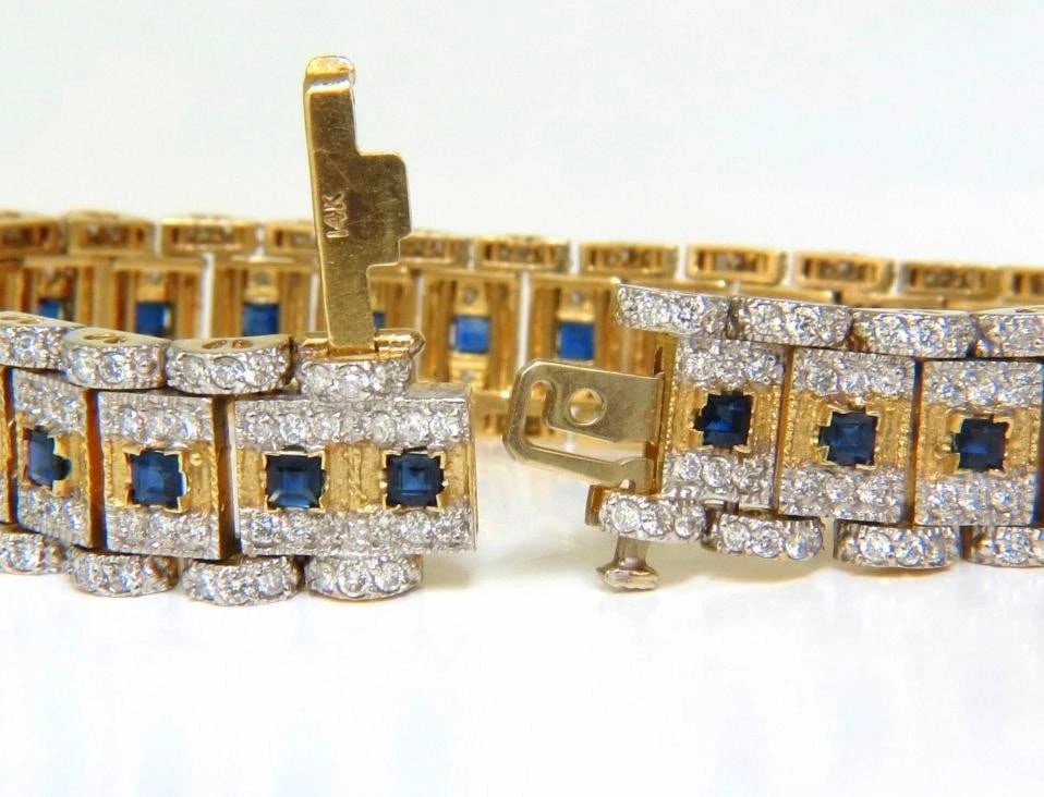 10.00 Carat Natural Sapphire Diamond Bracelet Edwardian Deco 14kt 44117** - 3