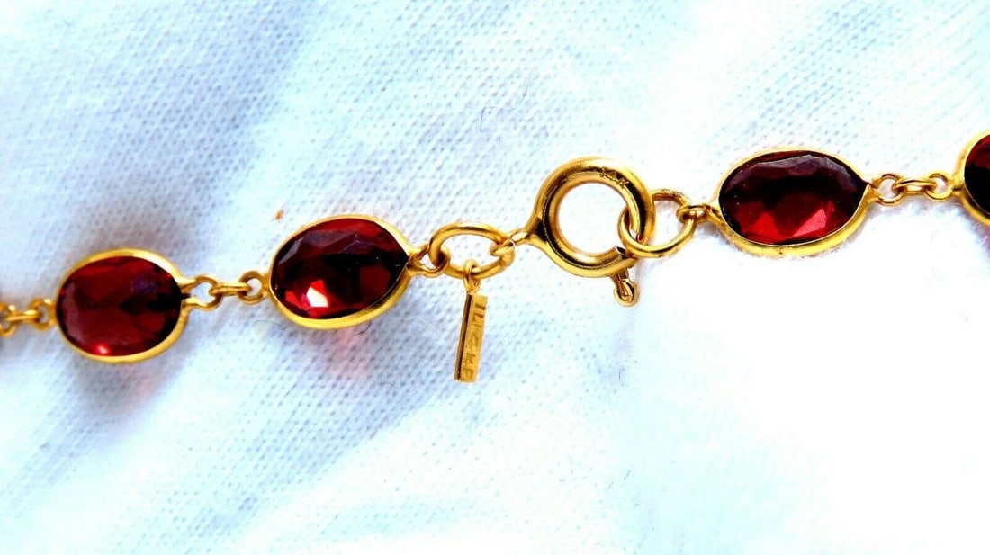 8ct Natural Garnet Yard Station Bracelet 14kt 11689** - 2