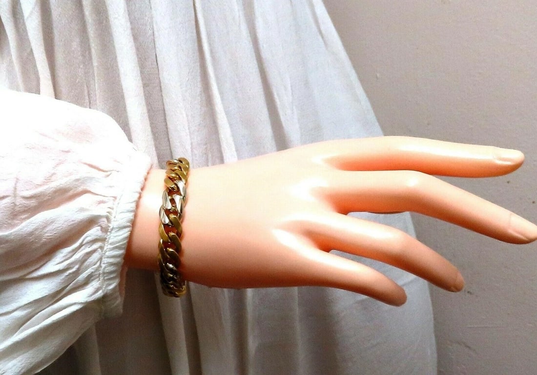 Miami Cuban Link Bracelet 14kt gold Two Tone 10868** - 3