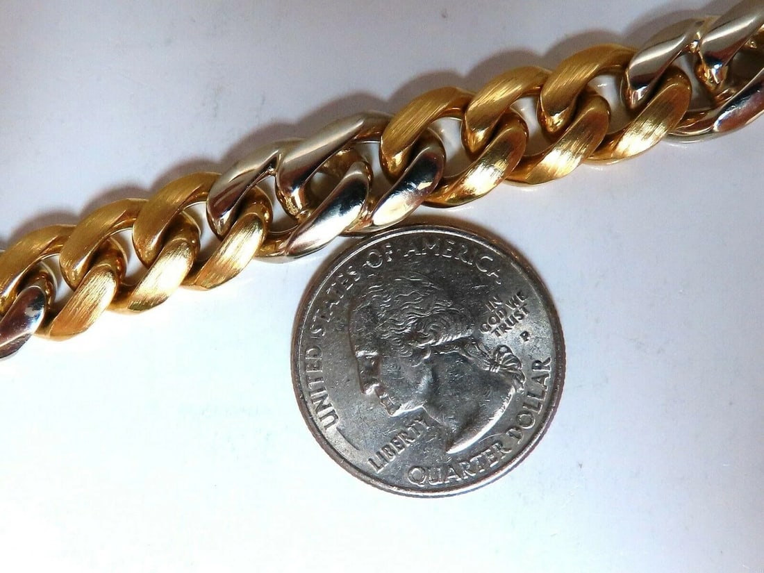 Miami Cuban Link Bracelet 14kt gold Two Tone 10868** - 6