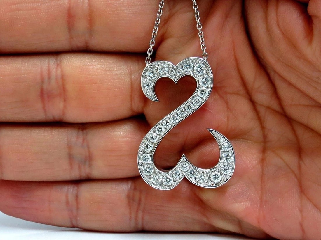 1.40ct natural diamonds double heart pendant 14kt 10658** - 7