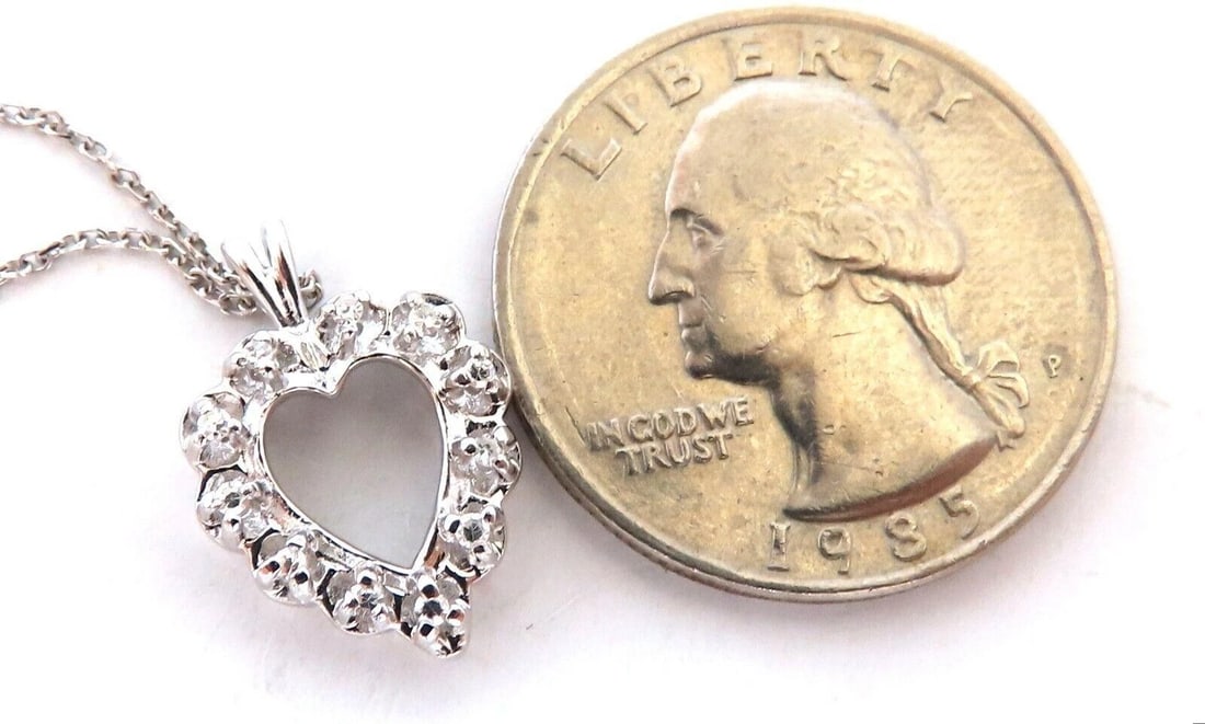 .20ct natural diamonds open heart necklace 14kt** - 2