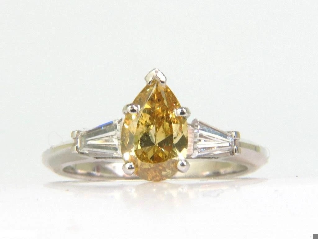 GIA 1.62CT NATURAL FANCY YELLOW DIAMOND RING VIVID & CLEAN 14kt *v - 4