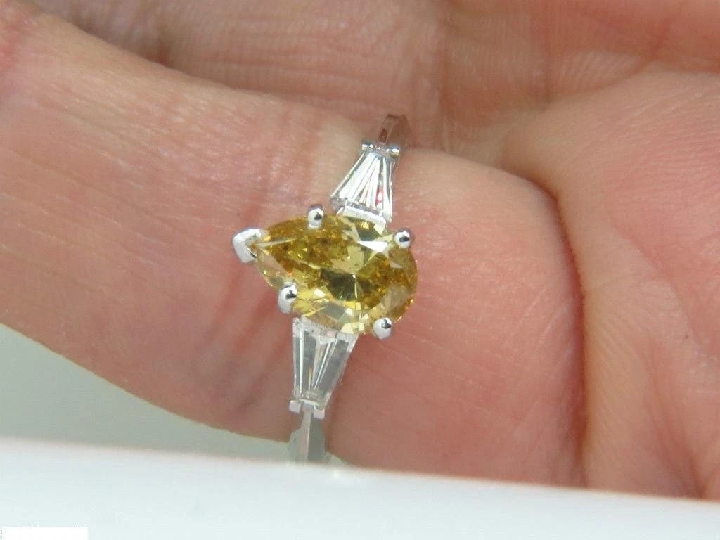 GIA 1.62CT NATURAL FANCY YELLOW DIAMOND RING VIVID & CLEAN 14kt *v - 5