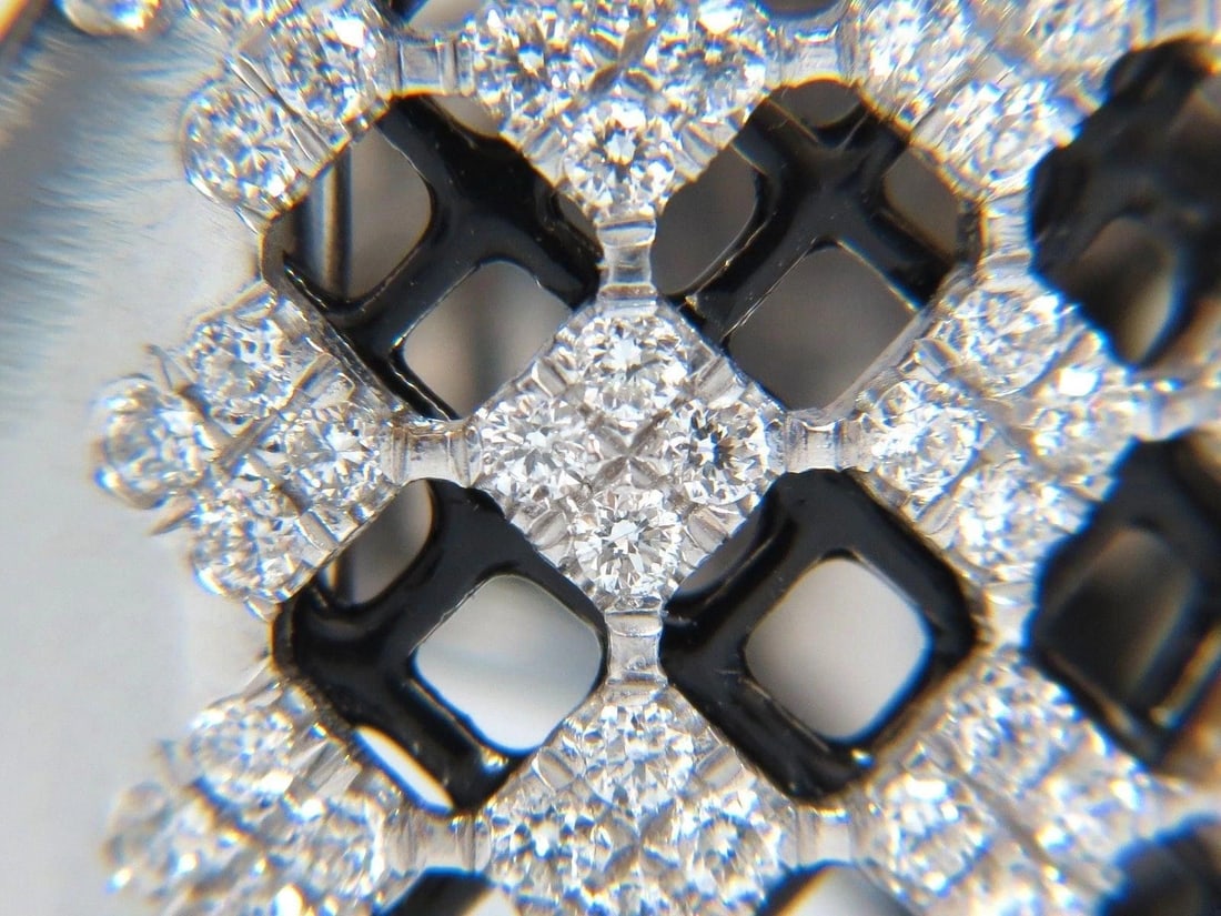 1.82CT NATURAL DIAMONDS BEAD SET SANDWICHED BLACK BAND RING 18KT 10042 *v - 8