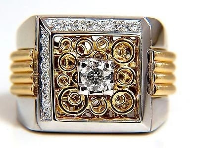 18kt mens .60ct diamond ring coil wrap 3d tourbillon still life deco 10002** - 10