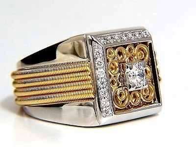 18kt mens .60ct diamond ring coil wrap 3d tourbillon still life deco 10002** - 12