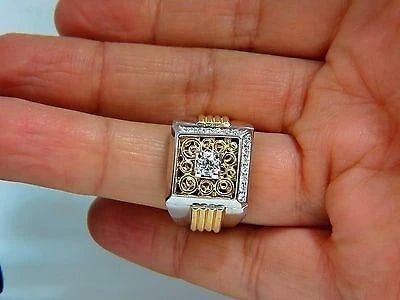 18kt mens .60ct diamond ring coil wrap 3d tourbillon still life deco 10002** - 6