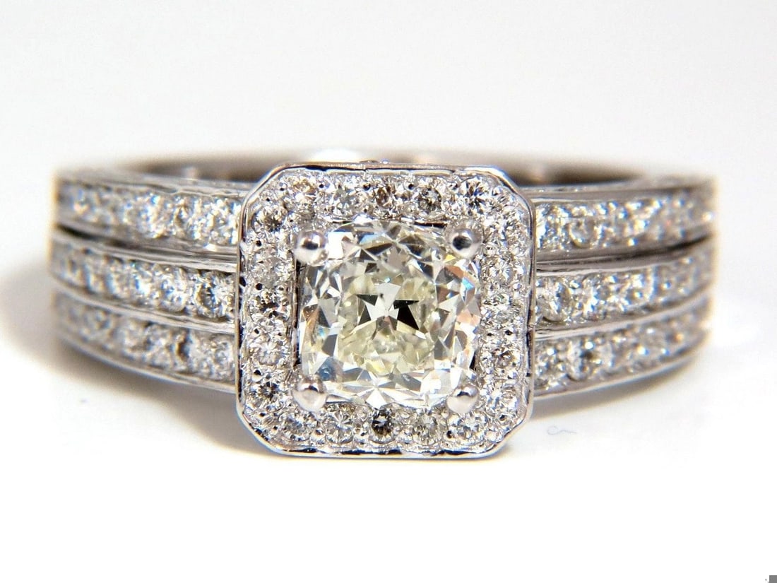 GIA Certified 1.20ct natural cushion cut diamonds ring 14kt 10024** - 12