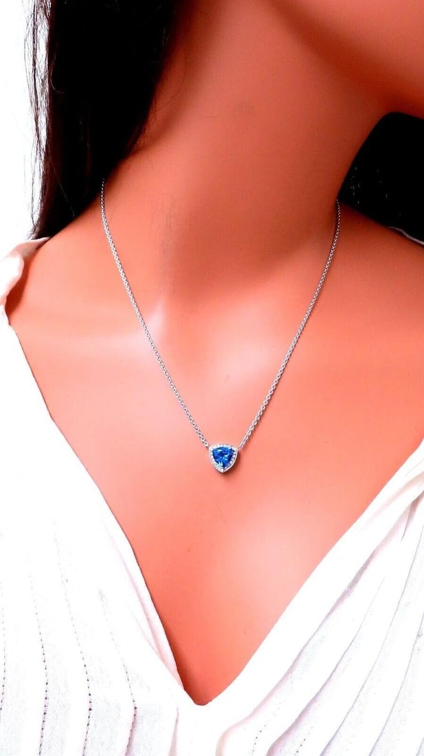 2.15ct Tanzanite Necklace 14kt Gold Trillian 18 inch Necklace** - 2