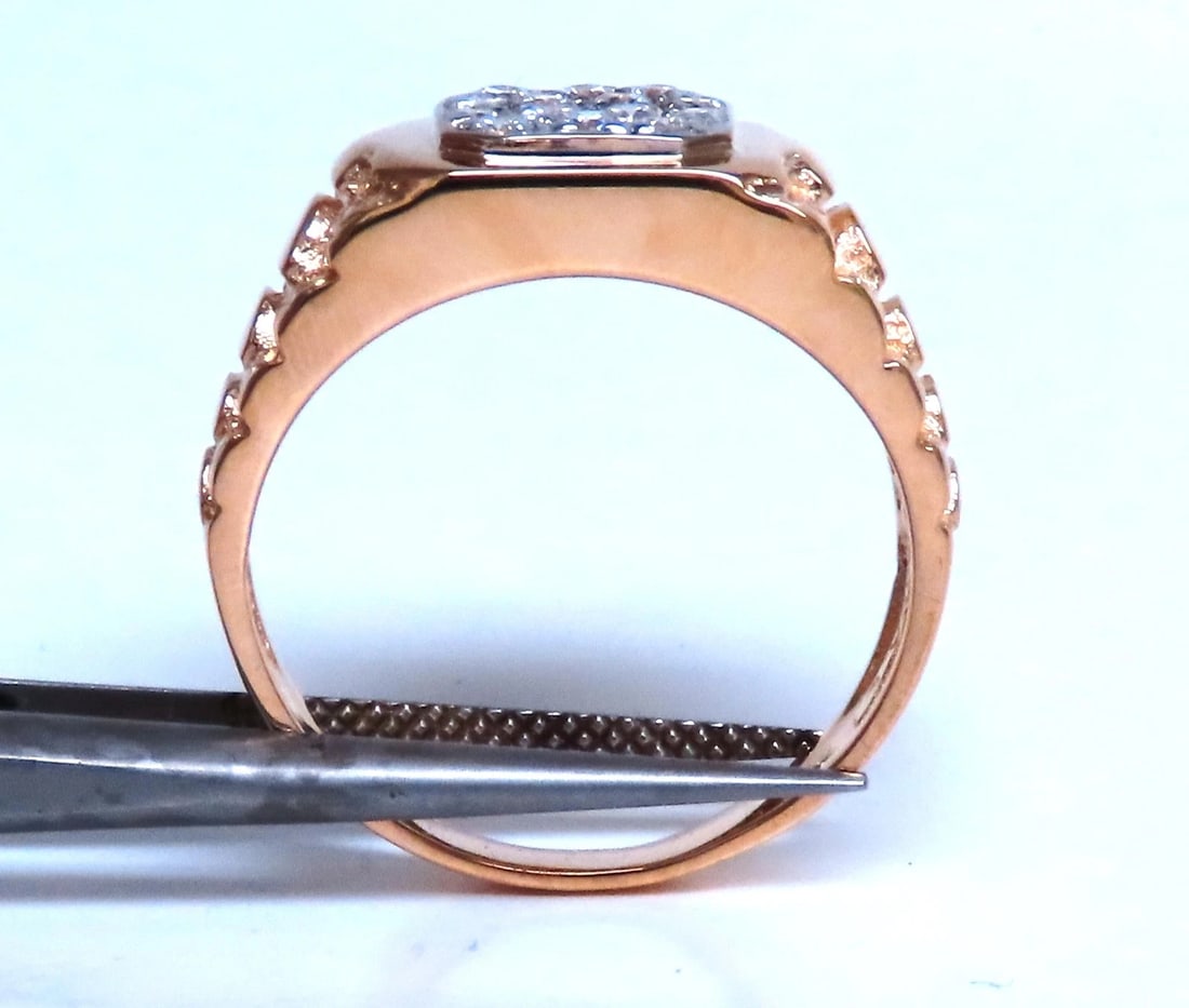 Mens Cluster pinky ring Natural Diamonds 14kt gold 74411 *v - 6