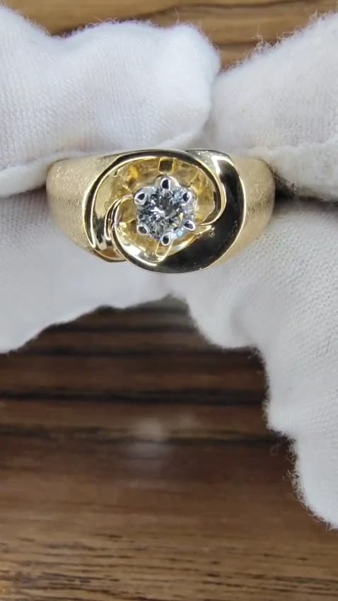 .45ct natural diamond Mens Bright Swirl Ring 14kt Gold 21441 *v - 2