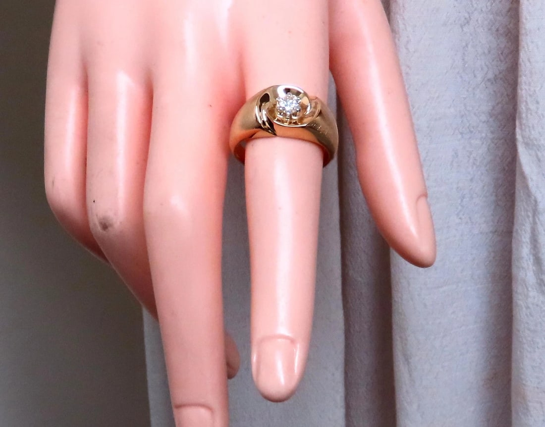 .45ct natural diamond Mens Bright Swirl Ring 14kt Gold 21441 *v - 9