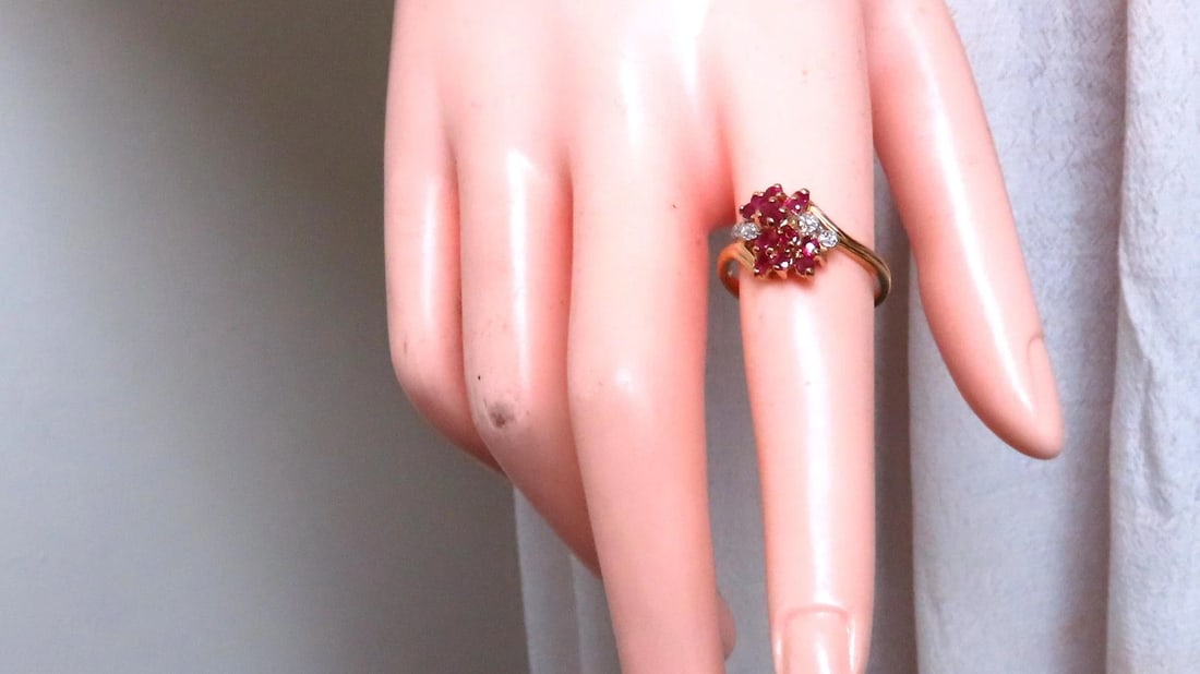 .50ct Natural Ruby Diamond Cluster Cocktail Ring 14kt Gold 67121** - 6