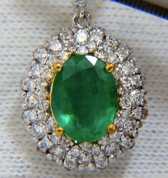 4.84ct Natural Vibrant Green Emerald Diamond Cluster Earrings Dangle 14K 14542** - 3