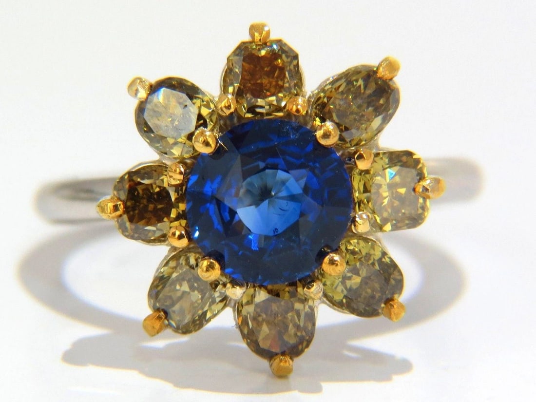 GIA Certified 1.58ct Natural Blue Sapphire Diamonds ring 14kt 10271** - 3
