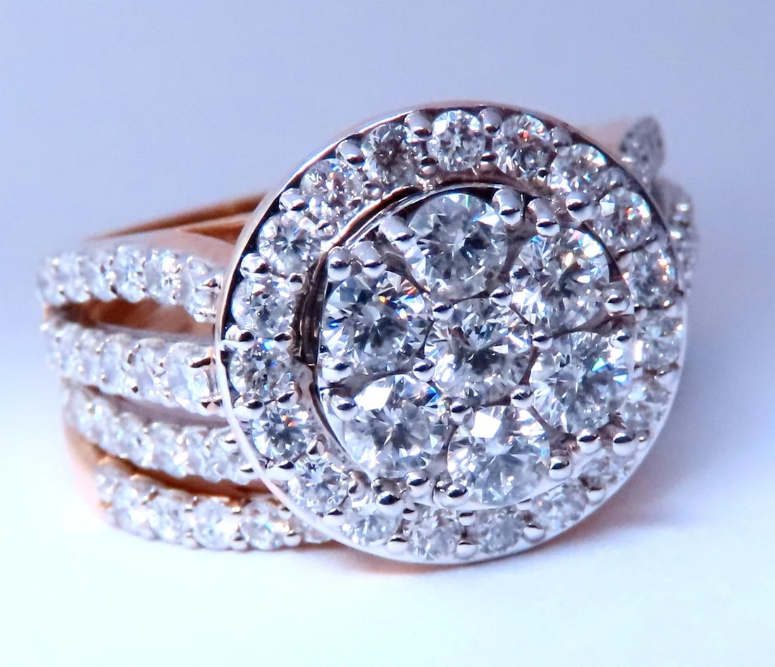 1.70ct Natural Round Diamonds Cluster Ring & Matching Band 14kt 12635 *v (1 of 6)