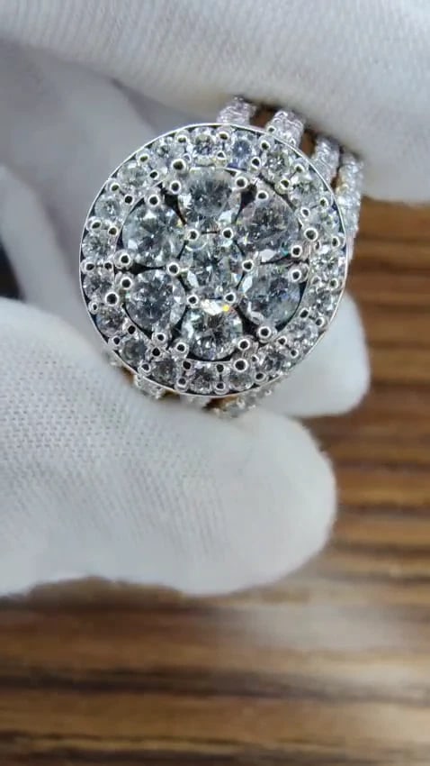 1.70ct Natural Round Diamonds Cluster Ring & Matching Band 14kt 12635 *v - 2
