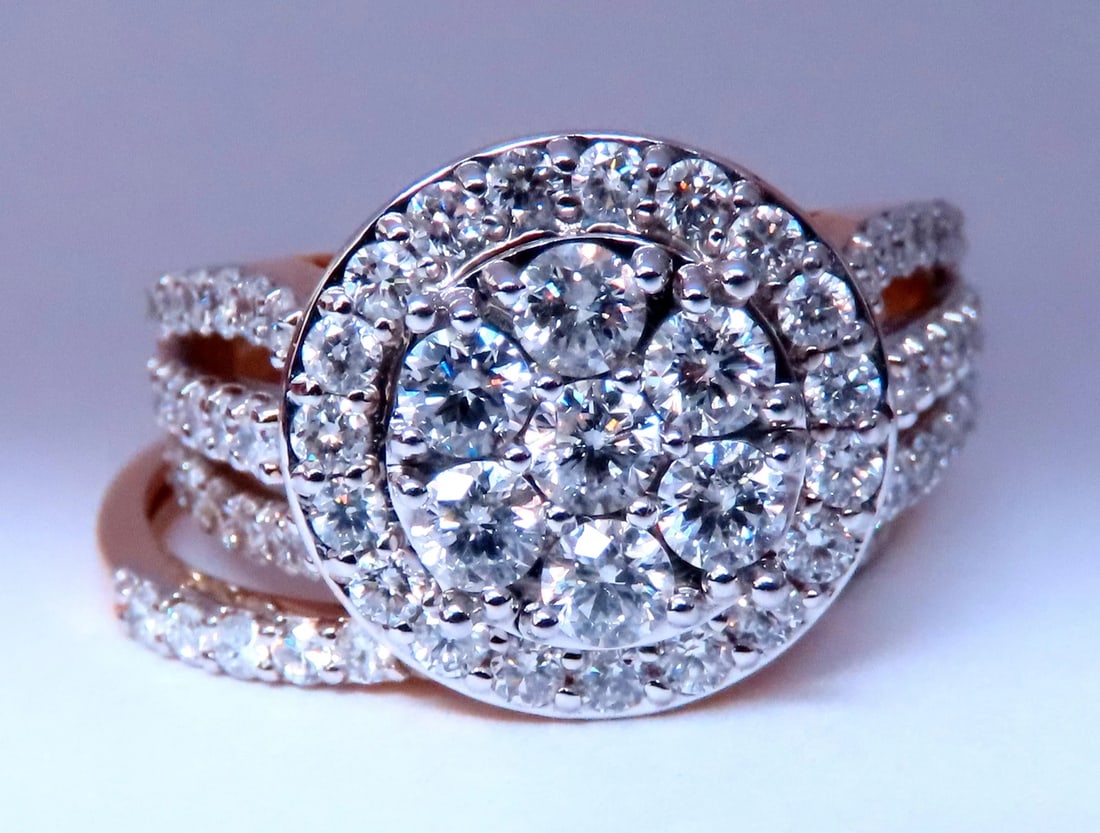 1.70ct Natural Round Diamonds Cluster Ring & Matching Band 14kt 12635 *v - 3