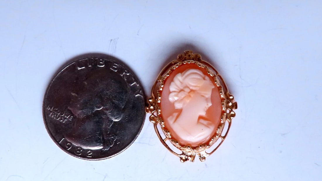 Madonna Cameo Victorian Medieval Pendant Brooch 14kt 12562** - 5