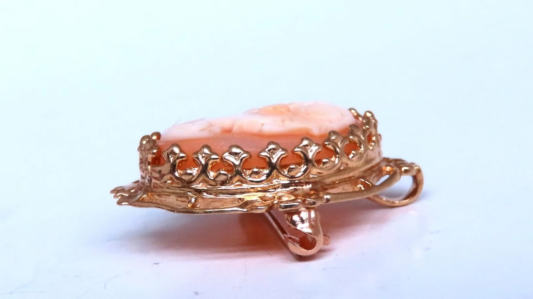 Madonna Cameo Victorian Medieval Pendant Brooch 14kt 12562** - 6