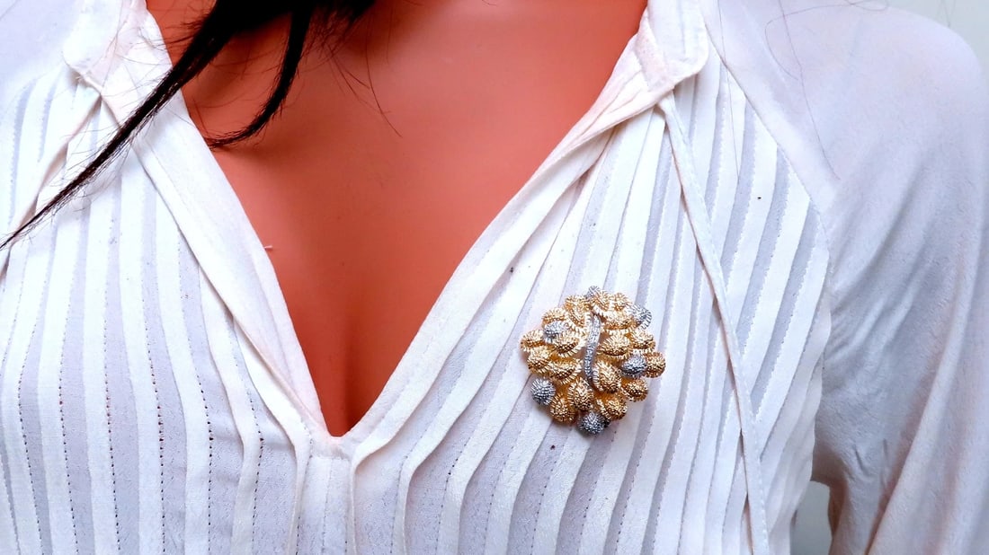Fern Cluster Brooch Pin 18kt 12568** - 5